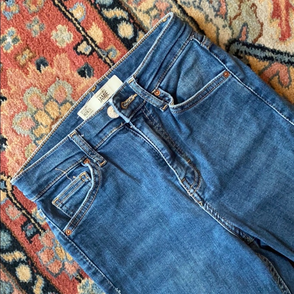 Topshop jamie high waist dark blue jeans